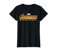 T-Shirt con Logo Dorato Marvel Avengers Infinity War Maglietta, Donna, Nero, S