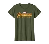 T-Shirt con Logo Dorato Marvel Avengers Infinity War Maglietta, Donna, Oliva, 3XL