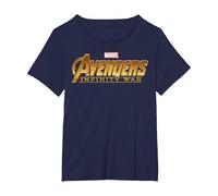 T-Shirt con Logo Dorato Marvel Avengers Infinity War Maglietta, Donna Plus-Size, Navy, 3X
