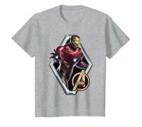 T-Shirt con Logo Iron Man dei Marvel Avengers Endgame Maglietta, Bambini, Grigio Melange, 4 Anni
