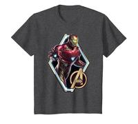 T-Shirt con Logo Iron Man dei Marvel Avengers Endgame Maglietta, Bambini, Grigio Scuro, 8 Anni