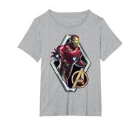 T-Shirt con Logo Iron Man dei Marvel Avengers Endgame Maglietta, Donna Plus-Size, Grigio Melange, 2X