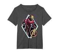 T-Shirt con Logo Iron Man dei Marvel Avengers Endgame Maglietta, Donna Plus-Size, Grigio Scuro, 2X