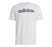 adidas Uomo Essentials Single Jersey Linear Embroidered Logo Tee, White / Black, XS