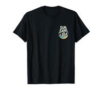 T-Shirt con Logo Tascabile Sun Sand And Sea Retro Palm Tree Ocean Beach Maglietta