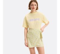 T-shirt con messaggio, scollo rotondo, maniche corte Giallo L Message
