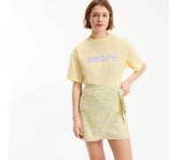 T-shirt con messaggio, scollo rotondo, maniche corte Giallo S Message
