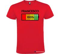 T-shirt con Nome e Batteria Quasi Carica 100%
