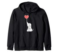 T-Shirt con Palloncino a Forma di Elefante con Cuore Felpa con Cappuccio