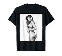 T-Shirt con Ragazza su di Esso - Bella procace Bikini Modello B & W Maglietta
