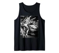 T-shirt con ragazza su di esso sexy bionda in bikini & auto esotica Canotta