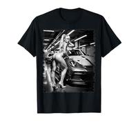 T-shirt con ragazza su di esso sexy bionda in bikini & auto esotica Maglietta