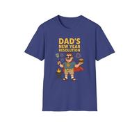 T-shirt con risoluzione del papà per il nuovo anno, regalo divertente per padri, maglietta per amanti del barbecue, abbigliamento umoristico per papà, camicia unisex in stile morbido, Metro Blu, XL