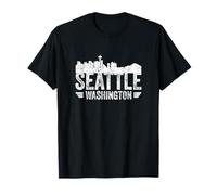 T-shirt con sagoma dello skyline di Seattle, in stile città invecchiata, souvenir Maglietta