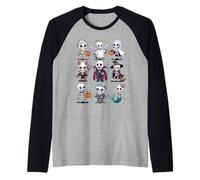T-Shirt con Scheletro di Halloween - Gruppo di Costumi spettrali Maglia con Maniche Raglan