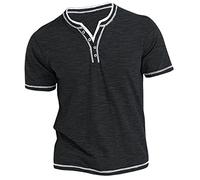 T-shirt con scollo a V da uomo UK da uomo con bottoni alla moda maglietta alla moda Henley Summer Classic a costine elasticizzata leggera corta ideale per compleanni, vacanze, uniformi da lavoro