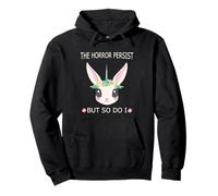 T-shirt con scritta divertente "The Horrors Persist But So Do I" Felpa con Cappuccio
