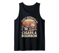 T-Shirt con Scritta Easily Distracted by Cigar - Funny Bourboun Dad Canotta