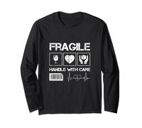 T-Shirt con Scritta Fragile Handle with Care Graphic Tees & Cool Designs Fun Maglia a Manica
