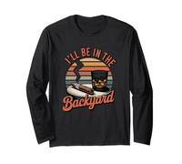 T-Shirt con Scritta in Inglese I 'll be in The Backyard Cigar, Motivo: Bourbon Whiskey Dad Maglia a Manica