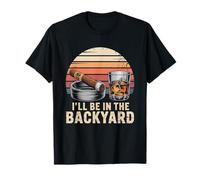 T-Shirt con Scritta in Inglese I 'll be in The Backyard Cigar, Motivo: Bourbon Whiskey Dad Maglietta