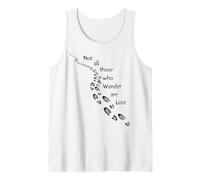 T-Shirt con Scritta in Inglese Not all Those Who Wander Are Lost Hiking Footprints Canotta