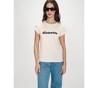 T-shirt con scritta in velluto VICO Beige XS Message