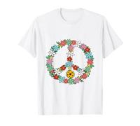 T-shirt con scritta Love Peace Sign, anni '60 e '70, tinta tie-dye, Peace Hippy Maglietta
