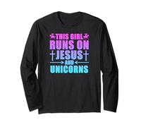 T-Shirt con Scritta «This Girl On Jesus And Unicorns Christianity Maglia a Manica