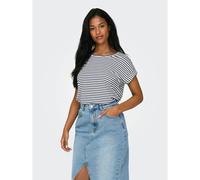 ONLY Onlmoster Stripe S/S O-Neck Top Jrs Noos T-Shirt, Cloud Dancer/Strisce: Naval Academy, S Donna