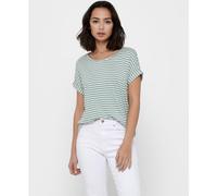Only ONLMOSTER Stripe S/S O-Neck Top Jrs Noos, T-Shirt Donna, Opacity, Rose Smoke/Detail:Melange, Large
