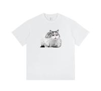 T-Shirt con Stampa di Gatto Carino Design stiloso Unisex Moda Estiva Confortevole per Gli Amanti dei Gatti Tops Casual