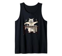 T-shirt con stampa di gatto che suona il vibrafono Jazz Marimba Canotta
