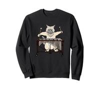 T-shirt con stampa di gatto che suona il vibrafono Jazz Marimba Felpa