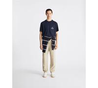 T-shirt con stampa e scritta Peuterey sul petto, BLU GRAFITE, Taglia: S