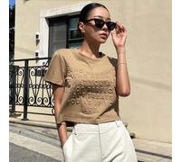 T-shirt con stampa in rilievo "TROVA QUALCUNO CHE SAPPIA CHE NON SEI PERFETTA MA TI TRATTI COME SE LO FOSSI", crop top estivo da donna L,M,S,XLLettere,sloganTessuto in maglia