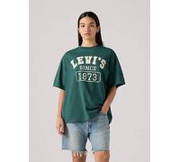 T shirt con stampa Short Stack Verde / Green With White Swan Puff Print levi > clothing > women > tops > t > shirts