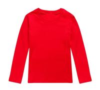 T-Shirt con Stampa Tinta Unita a Maniche Lunghe Autunnali per Bambina e Bambino Maglia Rossa 5 Anni