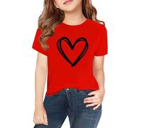T Shirt con teschio da donna a maniche corte per primavera, e ragazze, stampa 2D, scollo rotondo, confortevole, casual, a maniche corte, compatibile con pantaloni da moto da donna, Colore: rosso, 12