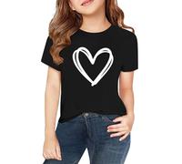T Shirt con teschio da donna a maniche corte per primavera, e ragazze, stampa 2D, scollo rotondo, confortevole, casual, a maniche corte, compatibile con pantaloni da moto da donna, Nero , 2-3 Anni