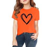 T Shirt con teschio da donna a maniche corte per primavera, e ragazze, stampa 2D, scollo rotondo, confortevole, casual, a maniche corte, compatibile con pantaloni da moto da donna, Colore: arancione