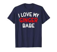T-Shirt con Testa Rossa I Love My Ginger Babe Carino Moglie Tee Maglietta, Uomo, Navy, L