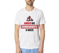 T-Shirt Condannato a Nozze per Sposo | Maglia per Addio al Celibato | Disponibile in Varianti per Amico, Testimone, Fratello, Cognato, Cugino (IT, Testo, L, Regular, Regular, Amico)
