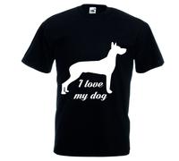T-shirt corta bianca o nera donna uomo scritta i love my dog cane animale