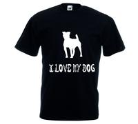 T-shirt corta bianca o nera donna uomo scritta i love my dog cane animale