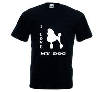 T-shirt corta bianca o nera donna uomo scritta i love my dog cane animale