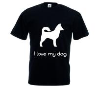 T-shirt corta bianca o nera donna uomo scritta i love my dog cane animale