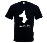 T-shirt corta bianca o nera donna uomo scritta i love my dog cane animale