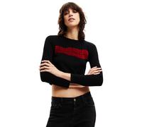 T-shirt corta Desigual Sandrini da donna a maniche lunghe nera XL