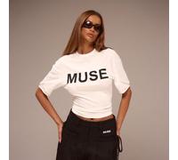 T-shirt corta oversize con grafica della lettera MUSE, casual, sexy, adatta per spiaggia, vacanza, Ibiza, aeroporto, festival estivi, autunno e rientro a scuola L,M,S,XL,XSBlocchi di colore,Lettere,st